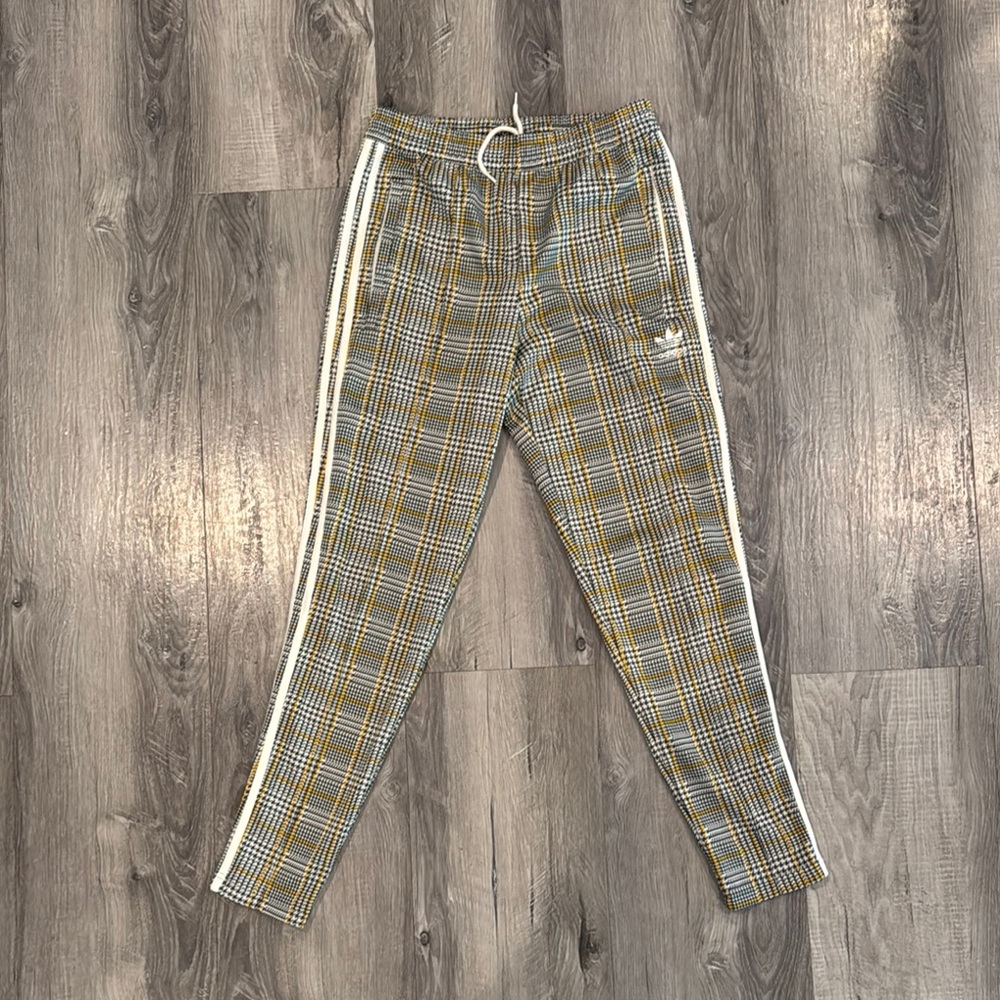 Adidas Men’s Jogger/Pants Yellow and Brown houndstooth size Small